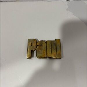 Vintage Brass 'Paul' Belt Buckle 1978 Baron Buckles 
3 1/4” x 2”